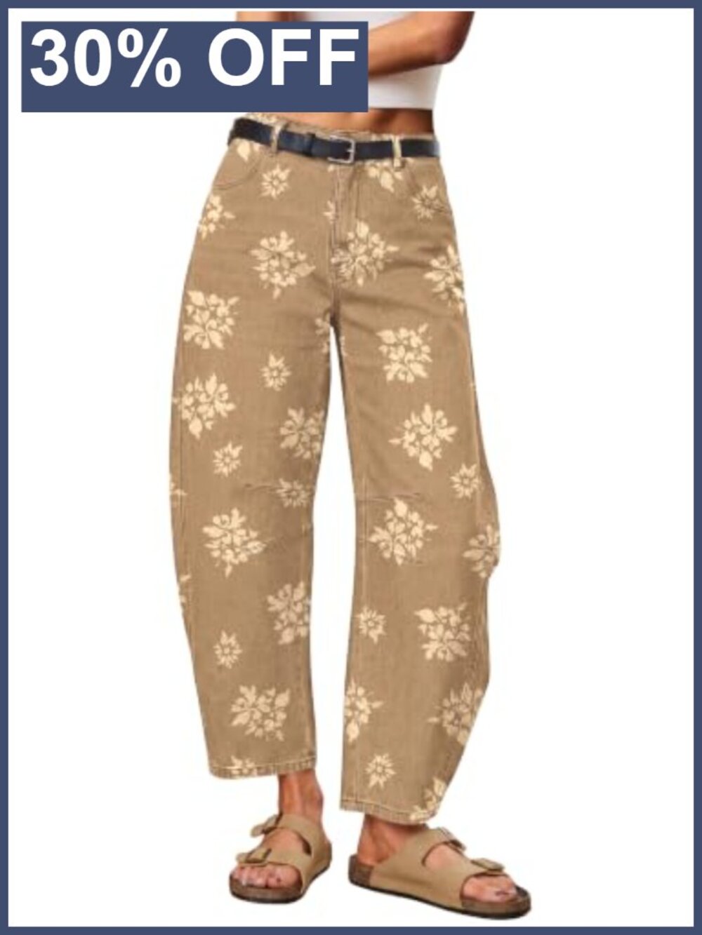 Baggy Barrel Jeans Women Mid Rise Cropped Ankle Pants